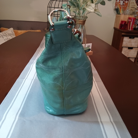 Coach Signature Patent Leather Hobo Shoulder Bag - Picture 2 of 9